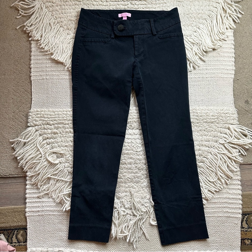 LILLY PULITZER black 2-Way Stretch Luxury Capri slim fit crop pants 2 - Picture 2 of 11